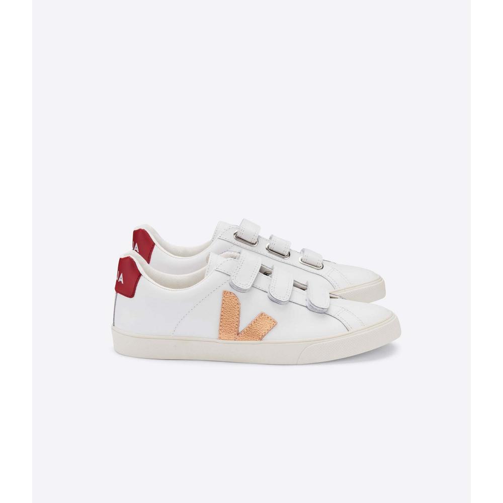 Veja 3-LOCK LEATHER Sneakers Dames White/Red | NL 607RVD